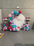 White Acrylic Wall with Organic Balloon Garland HIRE