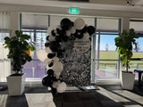 Gold , Pink, Black or Silver Shimmer Wall  with Organic Balloon Garland HIRE