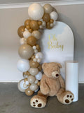 White, Black, Beige, Pink, Blue or Lilac Arch Backdrop Wall Hire with Balloon Garland #WHBD