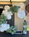 Round Mesh Wall with Organic Balloon Garland HIRE ITEM