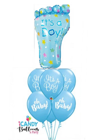 Baby Foot Feet Its a Boy Balloon Splendor Bouquet