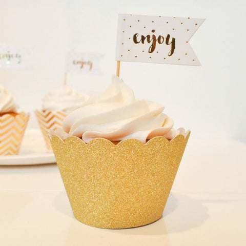 Gold Glitter Cupcake Wrapper pack 12
