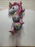 Magical Unicorn Foil Balloon Bouquet Kit 5pk INFLATED #37274