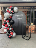 White, Black, Beige, Pink, Blue or Lilac Arch Backdrop Wall Hire with Balloon Garland #WHBD