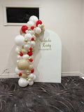 White, Black, Beige, Pink, Blue or Lilac Arch Backdrop Wall Hire with Balloon Garland #WHBD