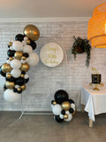 Mesh Arch White or Black or White French Window Backdrop with Balloon Garland HIRE