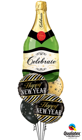 Happy New Year Champagne Bottle Balloon Bouquet