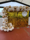 Gold , Pink, Black or Silver Shimmer Wall  with Organic Balloon Garland HIRE