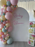 White, Black, Beige, Pink, Blue or Lilac Arch Backdrop Wall Hire with Balloon Garland #WHBD