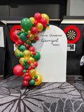White, Black, Beige, Pink, Blue or Lilac Arch Backdrop Wall Hire with Balloon Garland #WHBD