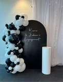 White, Black, Beige, Pink, Blue or Lilac Arch Backdrop Wall Hire with Balloon Garland #WHBD