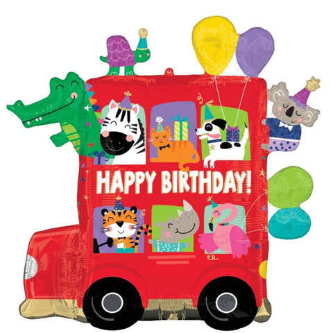 Party Bus Happy Birthday (71cm x 71cm) Foil SuperShape INFLATED #46959
