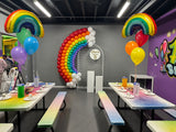 Mesh Arch White or Black or White French Window Backdrop with Balloon Garland HIRE