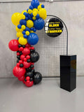 Mesh Arch White or Black or White French Window Backdrop with Balloon Garland HIRE