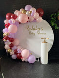 White Acrylic Wall with Organic Balloon Garland HIRE