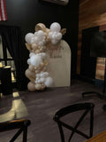 White, Black, Beige, Pink, Blue or Lilac Arch Backdrop Wall Hire with Balloon Garland #WHBD