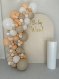 White, Black, Beige, Pink, Blue or Lilac Arch Backdrop Wall Hire with Balloon Garland #WHBD