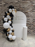 White, Black, Beige, Pink, Blue or Lilac Arch Backdrop Wall Hire with Balloon Garland #WHBD
