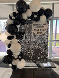 Gold , Pink, Black or Silver Shimmer Wall  with Organic Balloon Garland HIRE