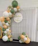 Mesh Arch White or Black or White French Window Backdrop with Balloon Garland HIRE
