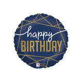 Happy Birthday Navy & Gold Foil 45cm Balloon #369634