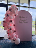 White, Black, Beige, Pink, Blue or Lilac Arch Backdrop Wall Hire with Balloon Garland #WHBD