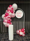 Mesh Arch White or Black or White French Window Backdrop with Balloon Garland HIRE