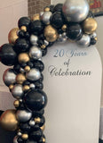 White, Black, Beige, Pink, Blue or Lilac Arch Backdrop Wall Hire with Balloon Garland #WHBD