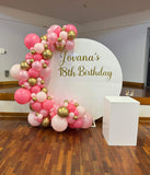 White Acrylic Wall with Organic Balloon Garland HIRE