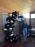 Mesh Arch White or Black or White French Window Backdrop with Balloon Garland HIRE