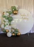 White Acrylic Wall with Organic Balloon Garland HIRE