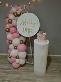 Easel  and Disc with  Balloon Garland HIRE Price from
