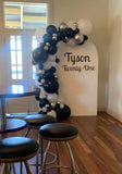 White, Black, Beige, Pink, Blue or Lilac Arch Backdrop Wall Hire with Balloon Garland #WHBD
