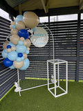 Mesh Arch White or Black or White French Window Backdrop with Balloon Garland HIRE