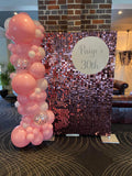 Gold , Pink, Black or Silver Shimmer Wall  with Organic Balloon Garland HIRE