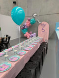 White, Black, Beige, Pink, Blue or Lilac Arch Backdrop Wall Hire with Balloon Garland #WHBD