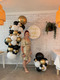 Mesh Arch White or Black or White French Window Backdrop with Balloon Garland HIRE