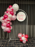 Mesh Arch White or Black or White French Window Backdrop with Balloon Garland HIRE