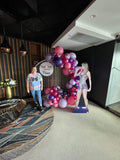 Round Mesh Wall with Organic Balloon Garland HIRE ITEM