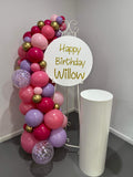 Easel  and Disc with  Balloon Garland HIRE Price from