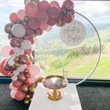 Round Mesh Wall with Organic Balloon Garland HIRE ITEM