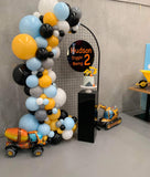 Mesh Arch White or Black or White French Window Backdrop with Balloon Garland HIRE