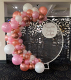 Round Mesh Wall with Organic Balloon Garland HIRE ITEM