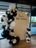 White, Black, Beige, Pink, Blue or Lilac Arch Backdrop Wall Hire with Balloon Garland #WHBD