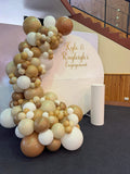 White Acrylic Wall with Organic Balloon Garland HIRE