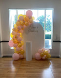 White, Black, Beige, Pink, Blue or Lilac Arch Backdrop Wall Hire with Balloon Garland #WHBD