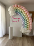 White, Black, Beige, Pink, Blue or Lilac Arch Backdrop Wall Hire with Balloon Garland #WHBD