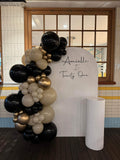 White, Black, Beige, Pink, Blue or Lilac Arch Backdrop Wall Hire with Balloon Garland #WHBD