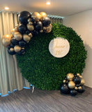 Round Green Wall with Organic Balloon Garland, HIRE ITEM Price From
