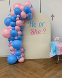 White, Black, Beige, Pink, Blue or Lilac Arch Backdrop Wall Hire with Balloon Garland #WHBD